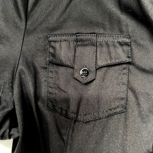 WILLI SMITH Black Shirt Dress Belted Utility Style Short Sleeve Women Size 8 - Picture 5 of 7